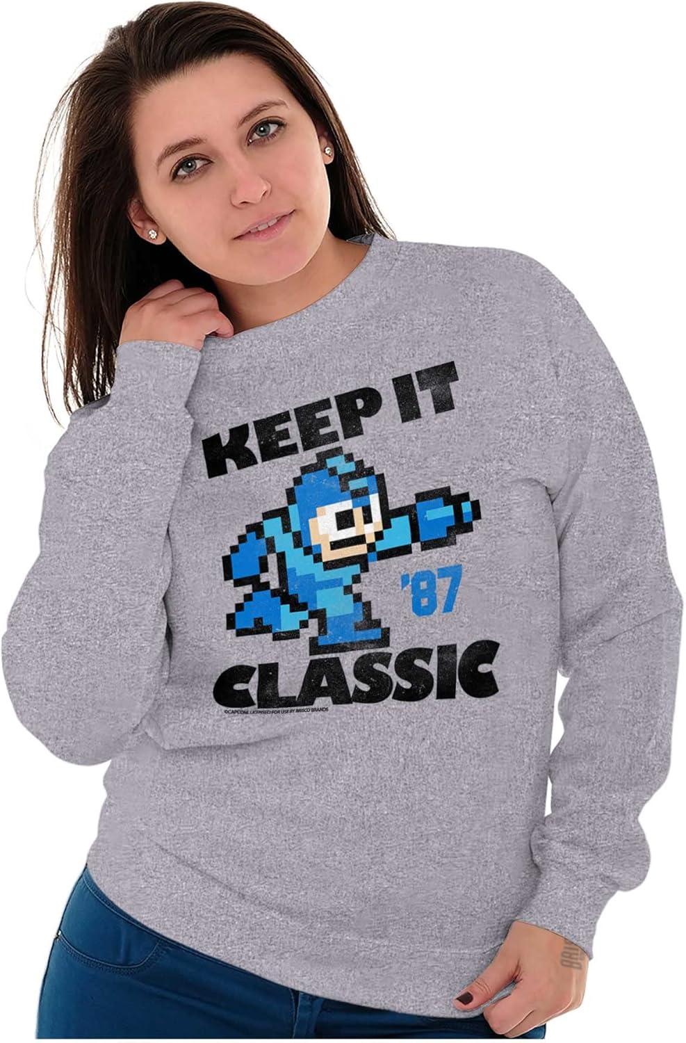 imageBrisco Brands Mega Man Keep it Classic 80s Gaming Sweatshirt for Men or WomenSport Grey