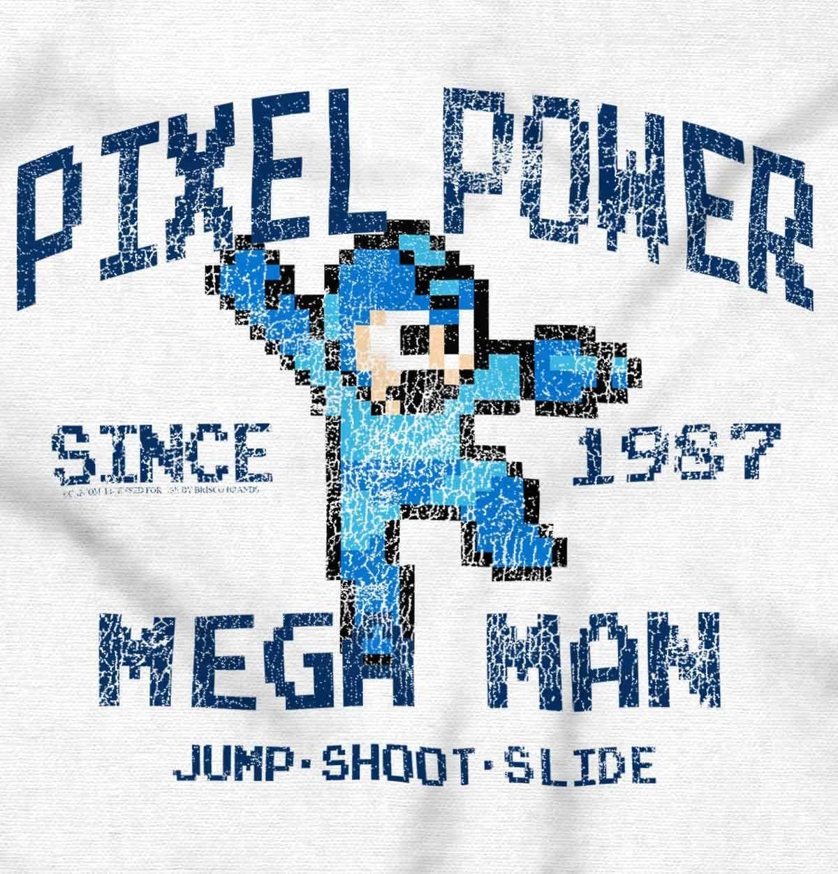 imageBrisco Brands Mega Man Pixel Power 80s 8bit Gamer Hoodie Sweatshirt Women MenWhite