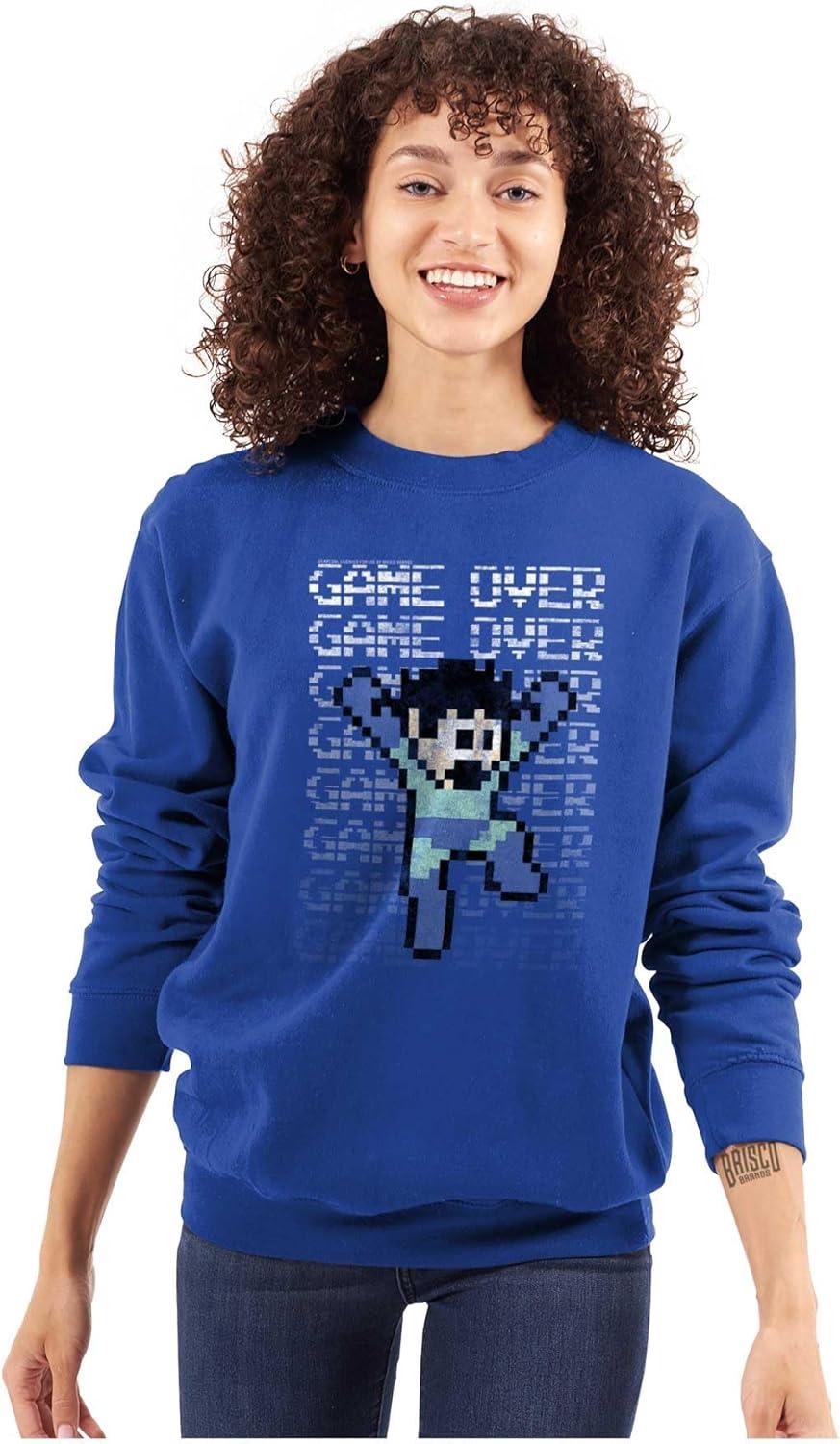 imageBrisco Brands Mega Man Retro 90s 8bit Video Game Sweatshirt for Men or WomenRoyal