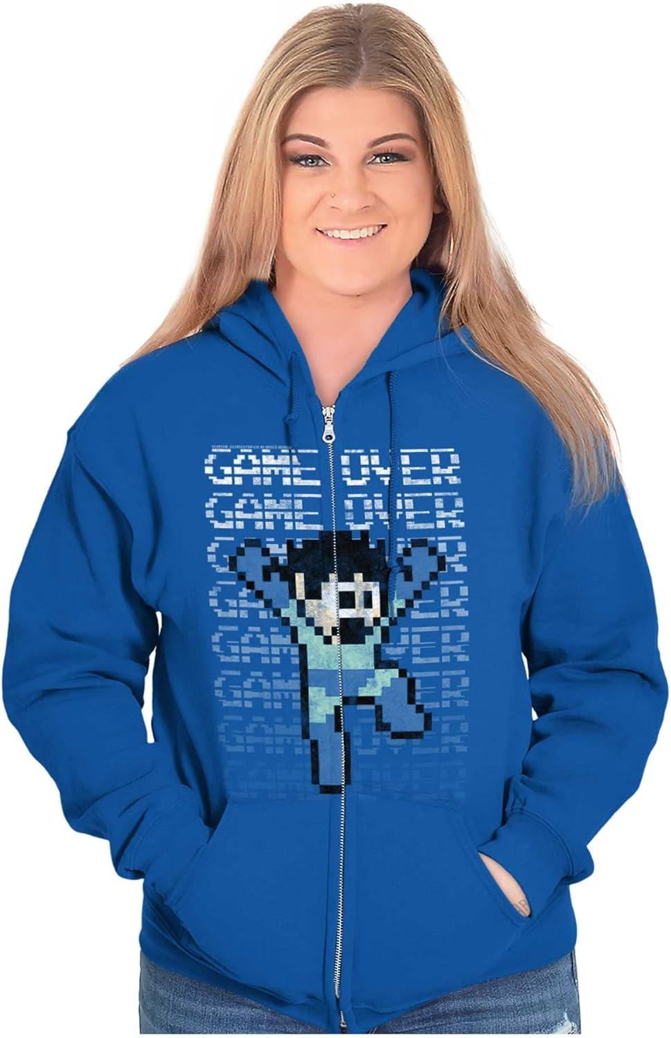 imageBrisco Brands Mega Man Retro 90s 8bit Video Game Zip Up Hoodie Mens WomensRoyal