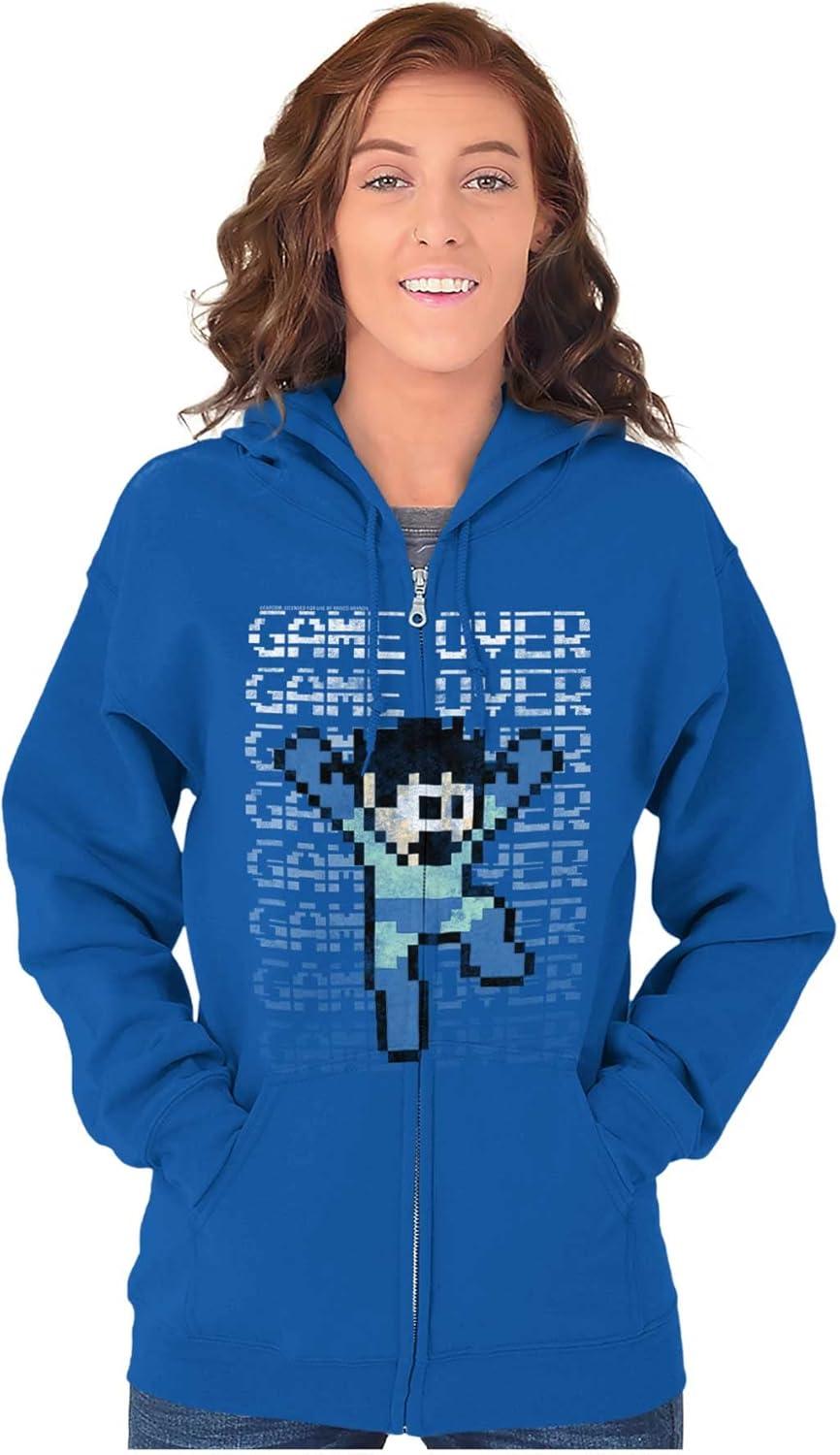 imageBrisco Brands Mega Man Retro 90s 8bit Video Game Zip Up Hoodie Mens WomensRoyal