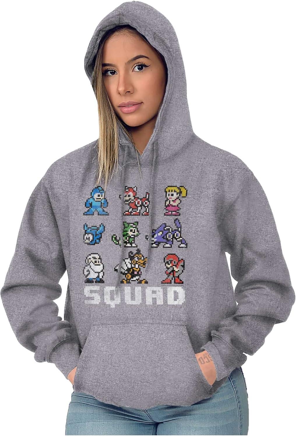 imageBrisco Brands Mega Man Squad Goals Game Characters Hoodie Sweatshirt Women MenSport Grey
