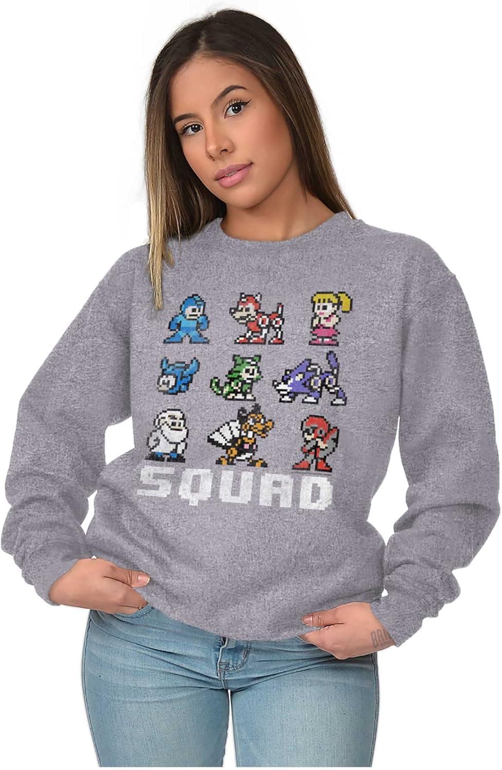 imageBrisco Brands Mega Man Squad Goals Game Characters Sweatshirt for Men or WomenSport Grey