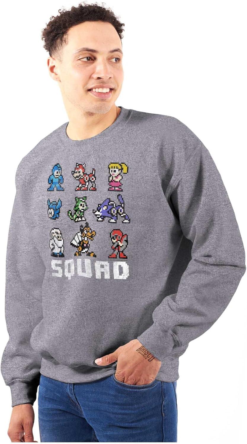 imageBrisco Brands Mega Man Squad Goals Game Characters Sweatshirt for Men or WomenSport Grey