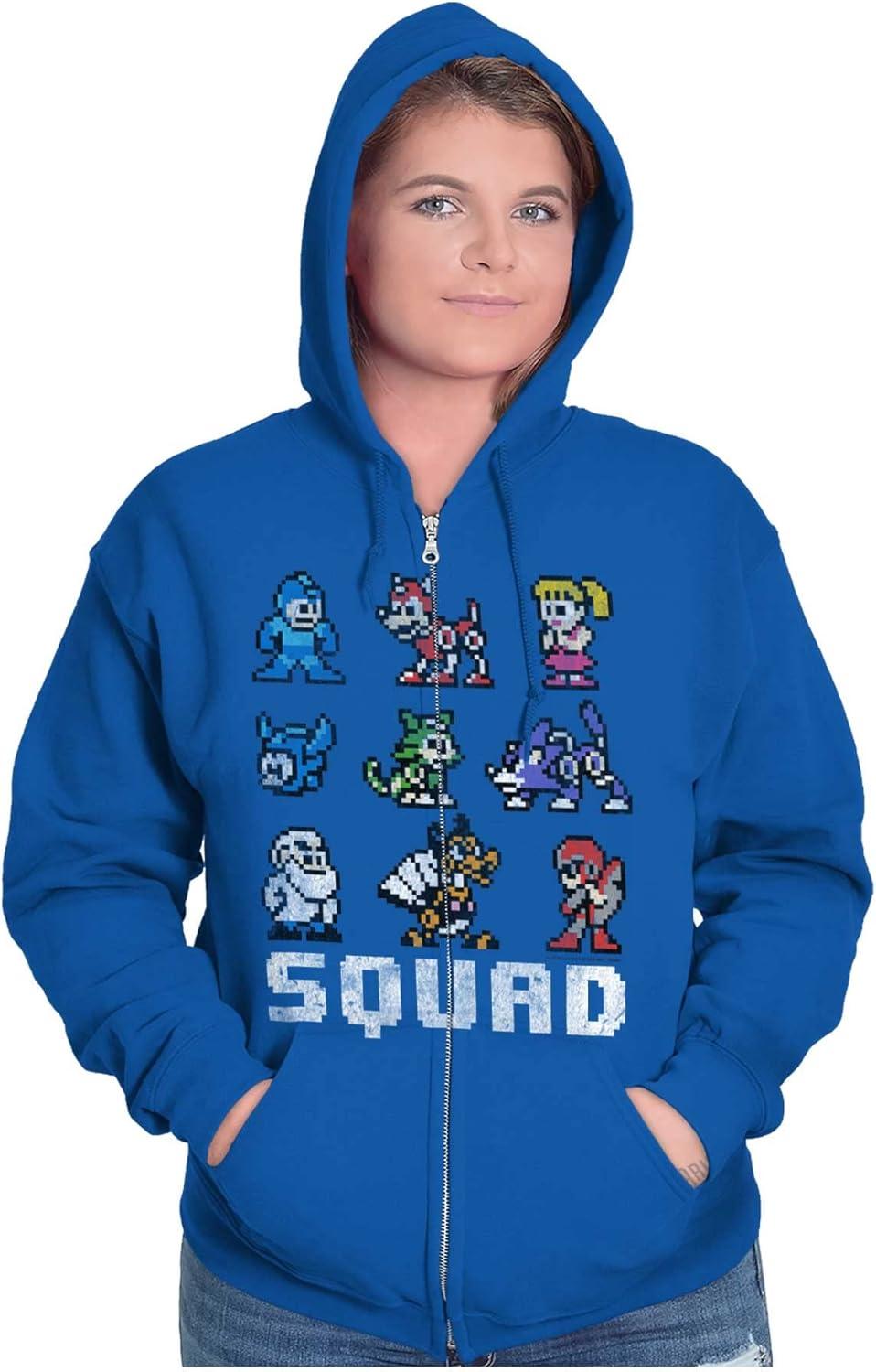 imageBrisco Brands Mega Man Squad Goals Game Characters Zip Up Hoodie Mens WomensRoyal