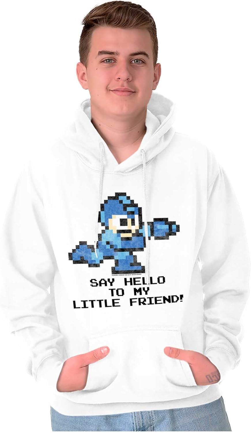 imageBrisco Brands Mega Man Video Game 8bit Gaming Nerd Hoodie Sweatshirt Women MenWhite
