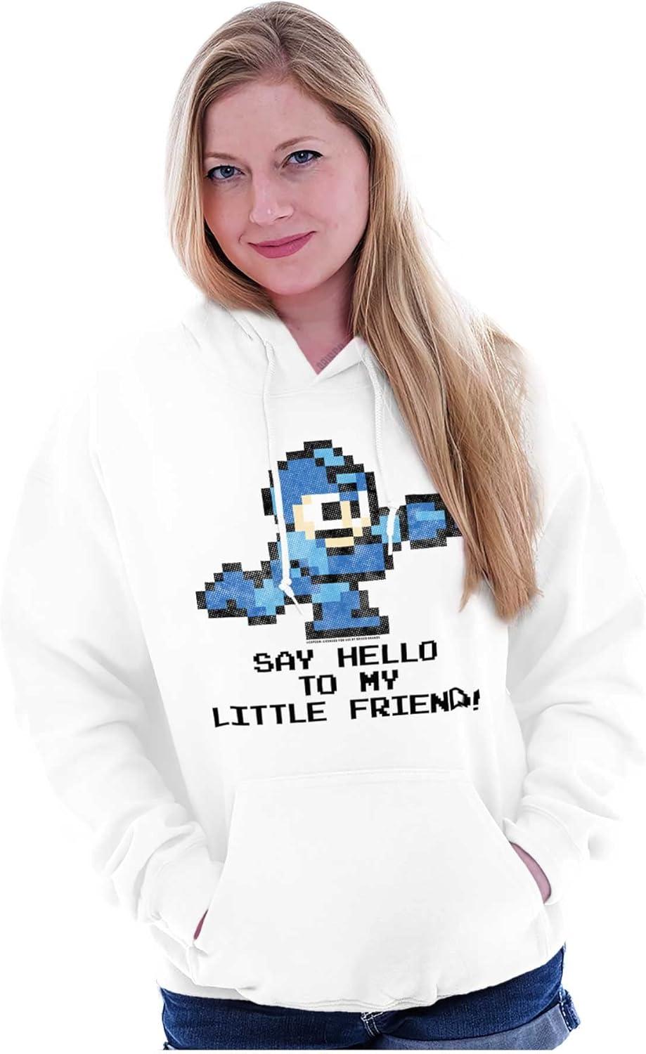 imageBrisco Brands Mega Man Video Game 8bit Gaming Nerd Hoodie Sweatshirt Women MenWhite