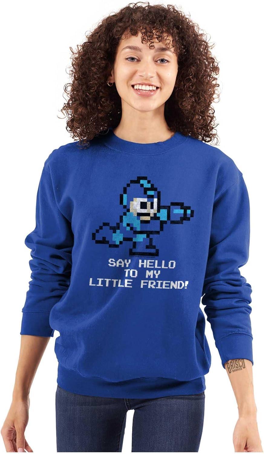 imageBrisco Brands Mega Man Video Game 8bit Gaming Nerd Sweatshirt for Men or WomenRoyal