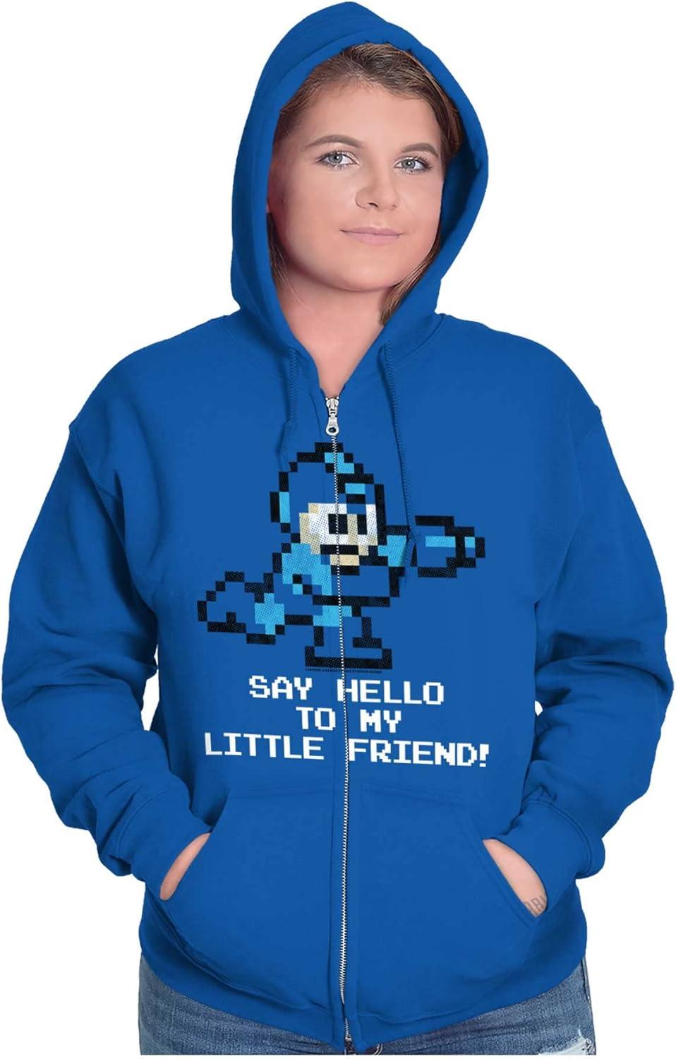 imageBrisco Brands Mega Man Video Game 8bit Gaming Nerd Zip Up Hoodie Mens WomensRoyal