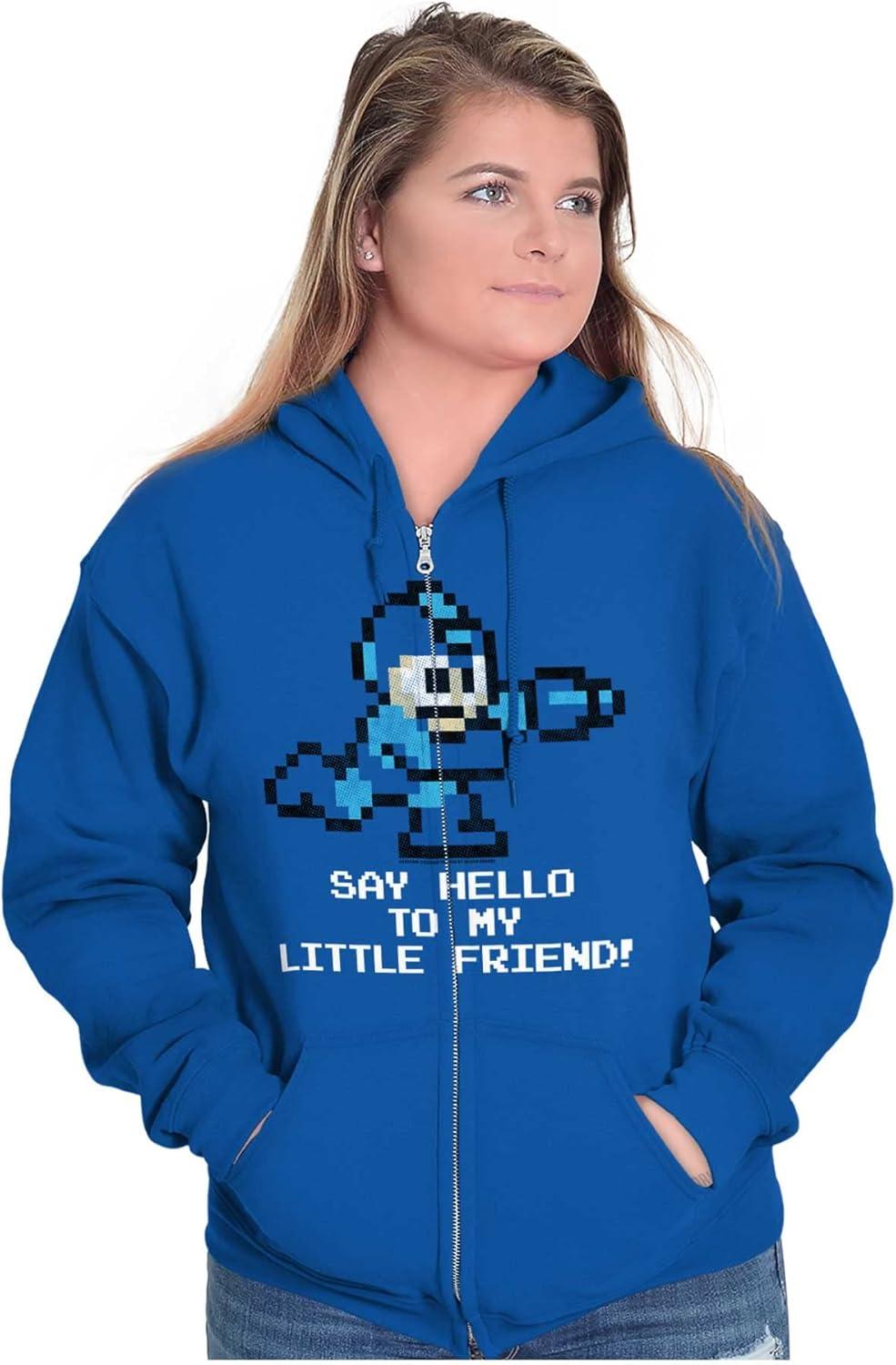 imageBrisco Brands Mega Man Video Game 8bit Gaming Nerd Zip Up Hoodie Mens WomensRoyal