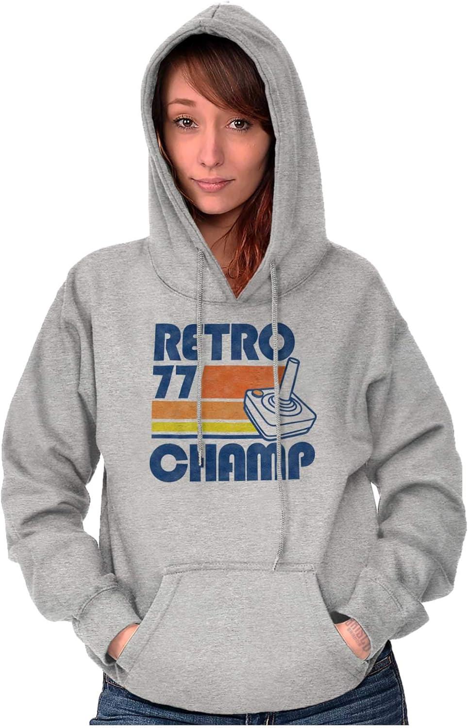 imageBrisco Brands Retro 77 Old School Video Gamer Hoodie Sweatshirt Women MenSport Grey