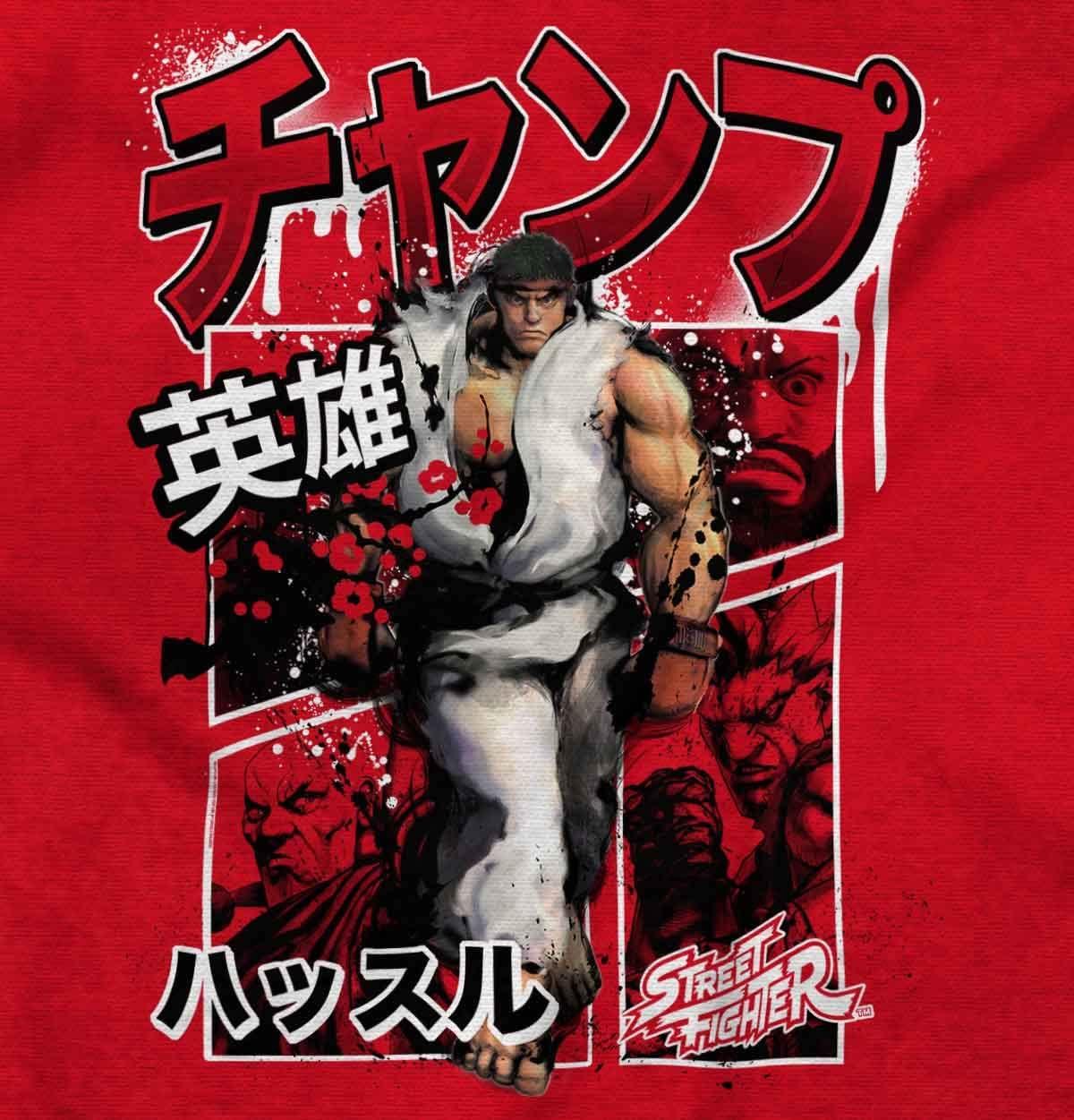 imageBrisco Brands Retro Kanji Street Fighter Ryu Zip Hoodie Sweatshirt MenRed