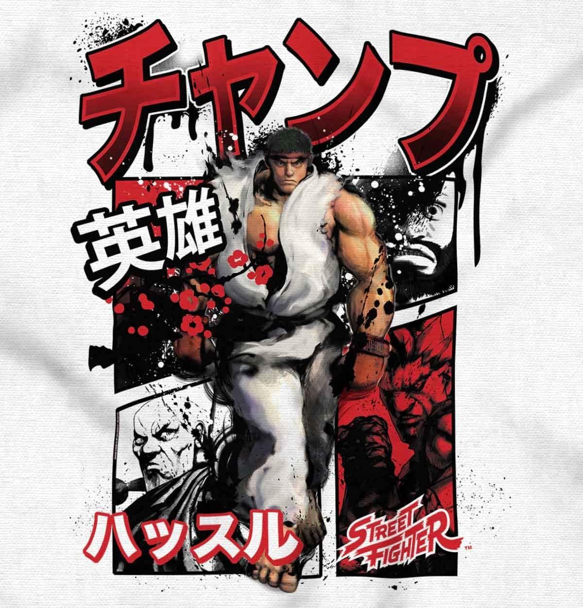 imageBrisco Brands Retro Kanji Street Fighter Ryu Zip Hoodie Sweatshirt MenWhite