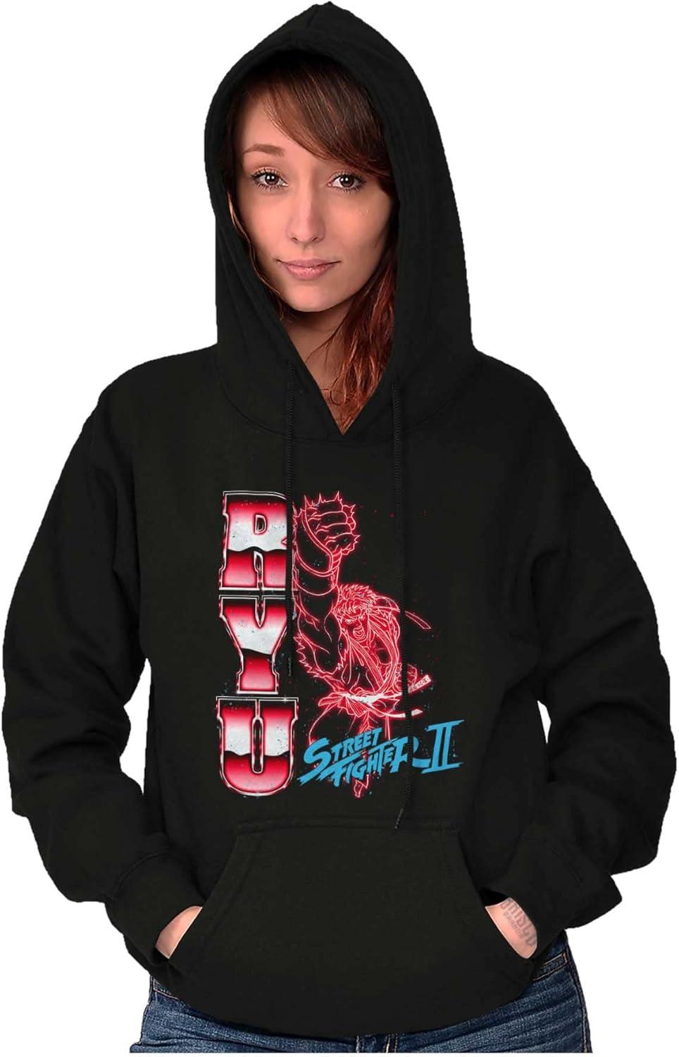 imageBrisco Brands Street Fighter 90s Arcade Gamer Ryu Hoodie Sweatshirt Women MenBlack