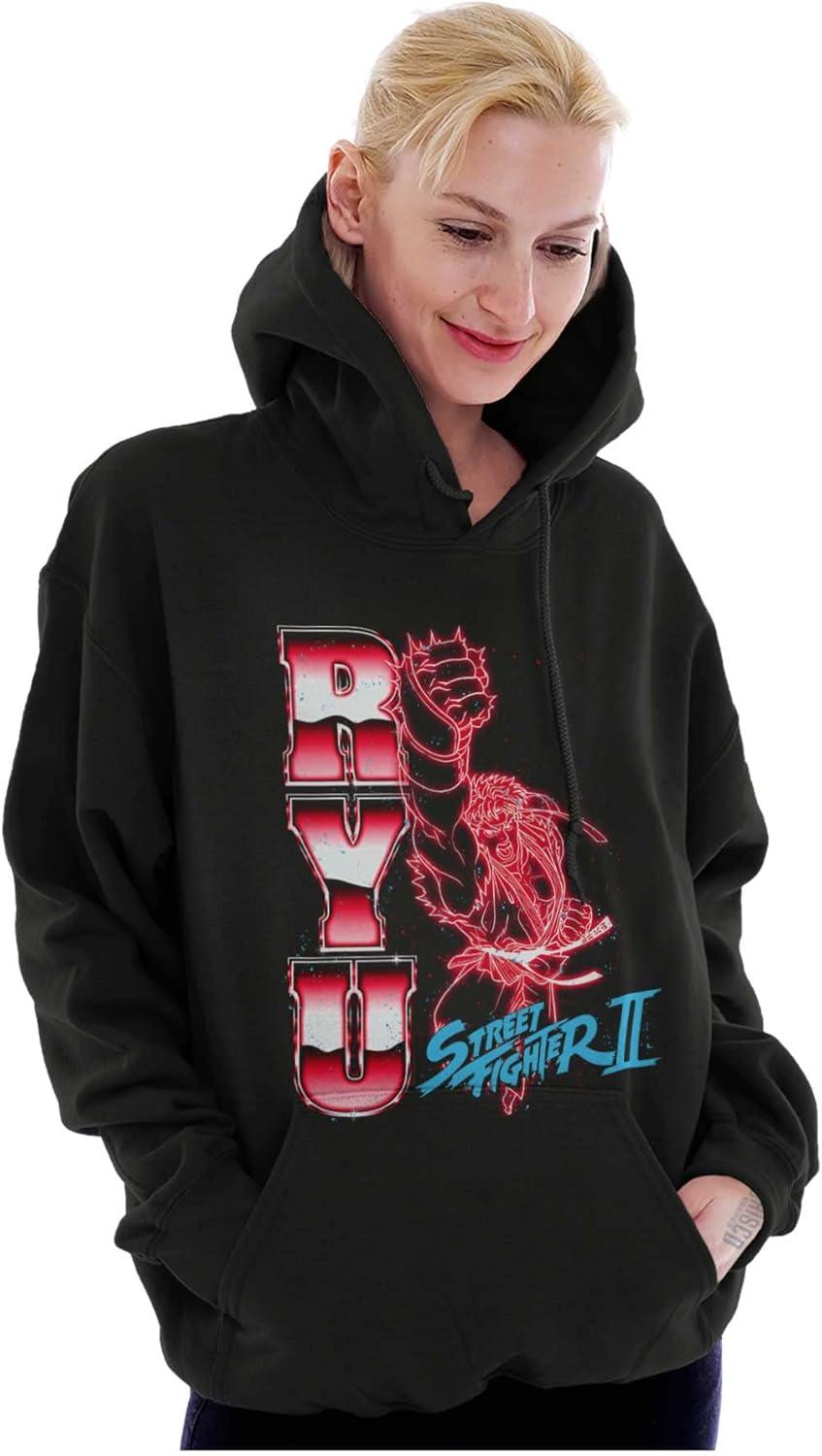 imageBrisco Brands Street Fighter 90s Arcade Gamer Ryu Hoodie Sweatshirt Women MenBlack