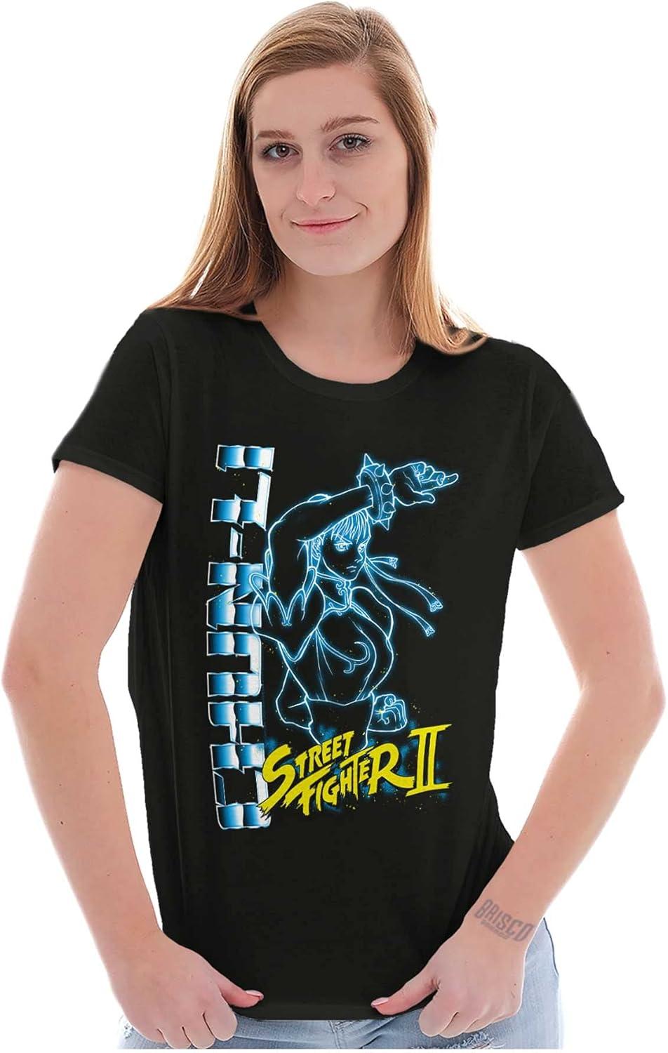 imageBrisco Brands Street Fighter 90s Gamer ChunLi Womens Slim Fit Graphic TeeBlack