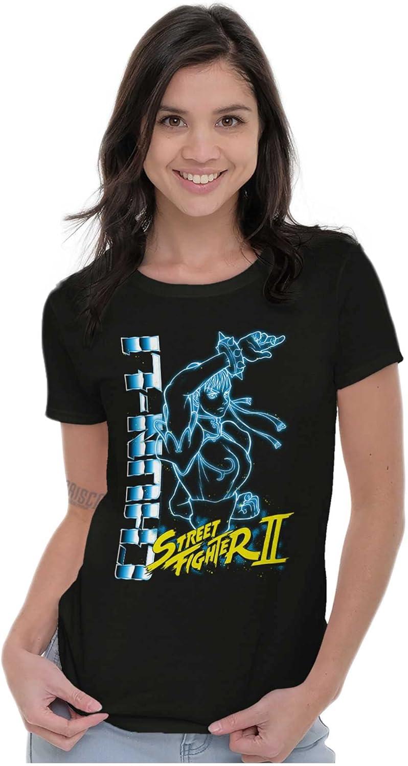 imageBrisco Brands Street Fighter 90s Gamer ChunLi Womens Slim Fit Graphic TeeBlack
