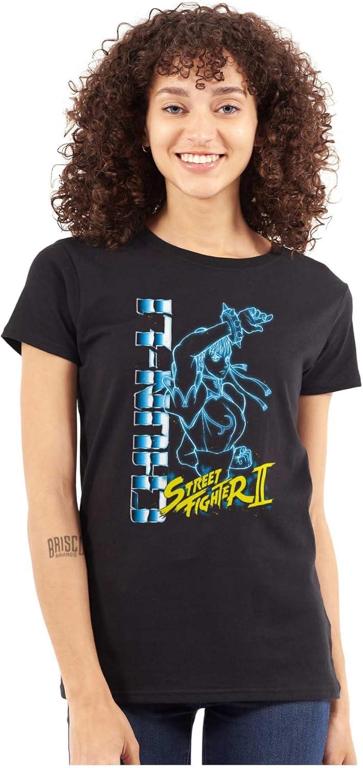 imageBrisco Brands Street Fighter 90s Gamer ChunLi Womens Slim Fit Graphic TeeBlack