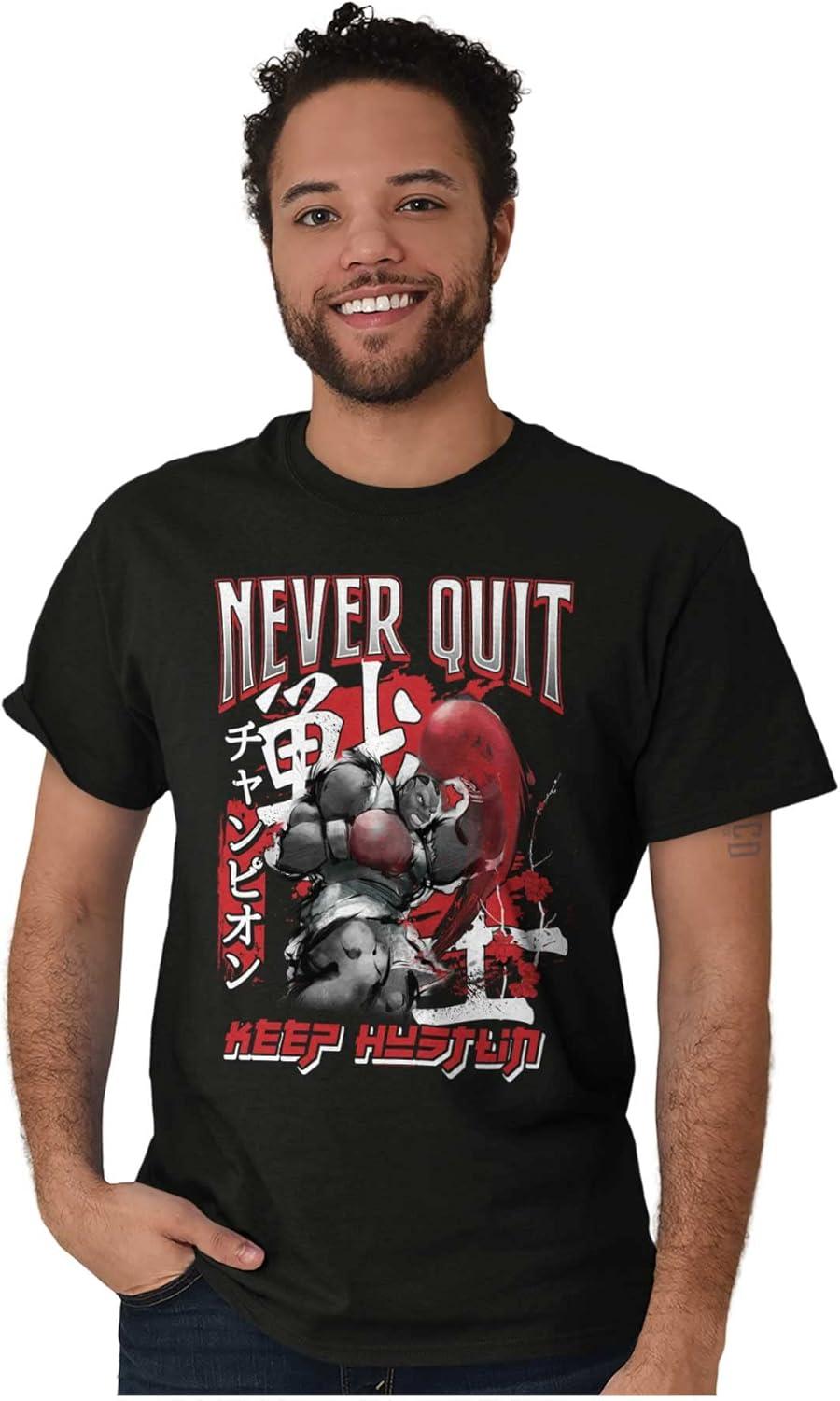 imageBrisco Brands Street Fighter Balrog Never Quit Mens Graphic T Shirt TeesBlack