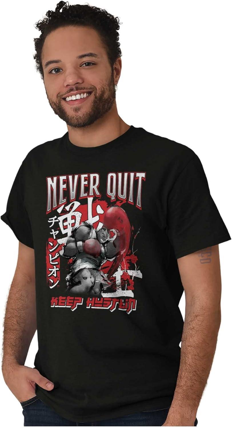 imageBrisco Brands Street Fighter Balrog Never Quit Mens Graphic T Shirt TeesBlack
