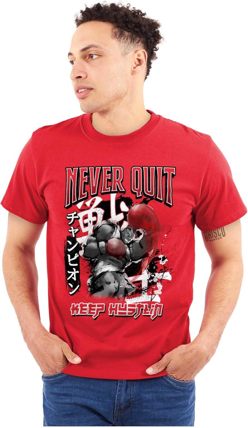 imageBrisco Brands Street Fighter Balrog Never Quit Mens Graphic T Shirt TeesRed