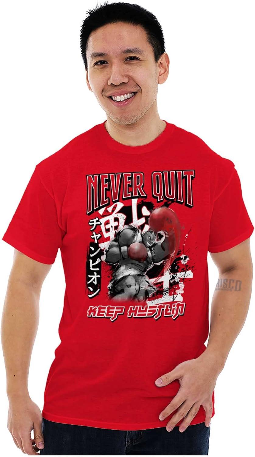 imageBrisco Brands Street Fighter Balrog Never Quit Mens Graphic T Shirt TeesRed