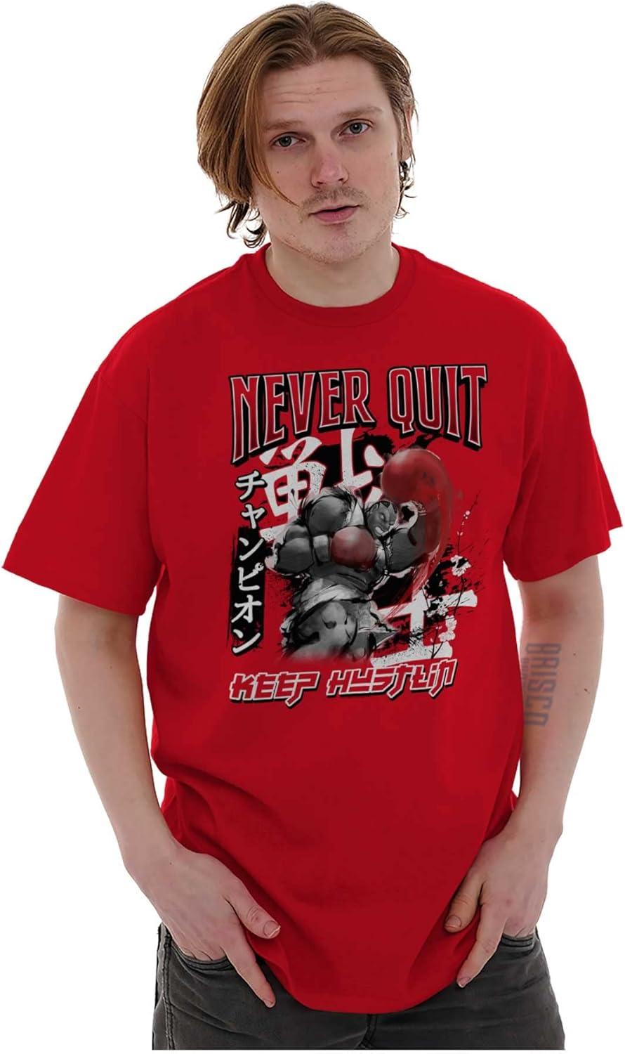 imageBrisco Brands Street Fighter Balrog Never Quit Mens Graphic T Shirt TeesRed