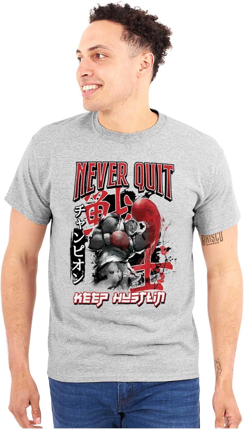 imageBrisco Brands Street Fighter Balrog Never Quit Mens Graphic T Shirt TeesSport Grey