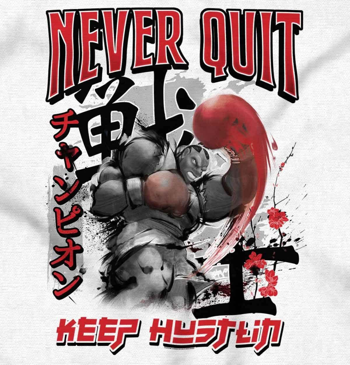 imageBrisco Brands Street Fighter Balrog Never Quit Mens Graphic T Shirt TeesWhite