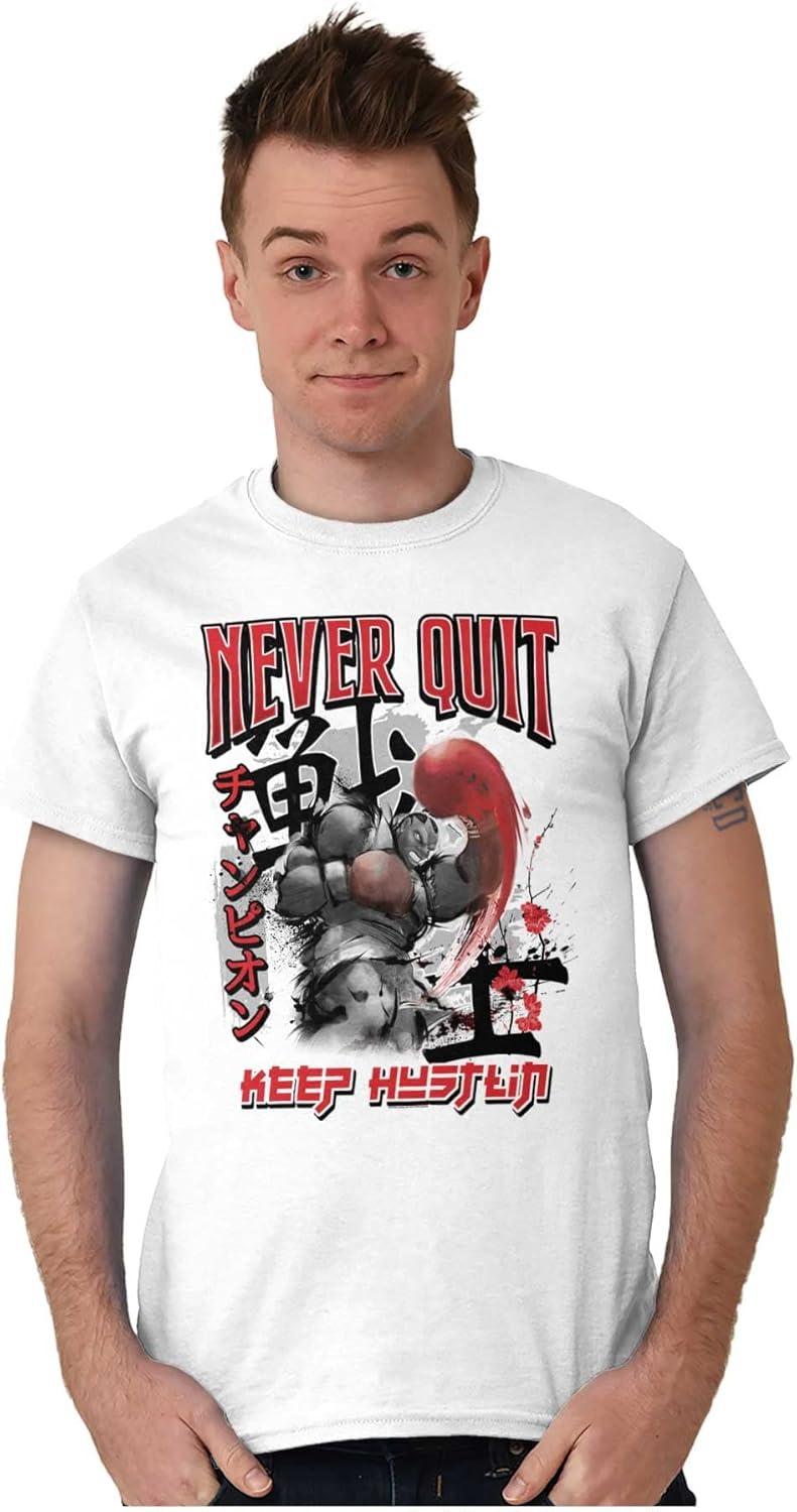 imageBrisco Brands Street Fighter Balrog Never Quit Mens Graphic T Shirt TeesWhite