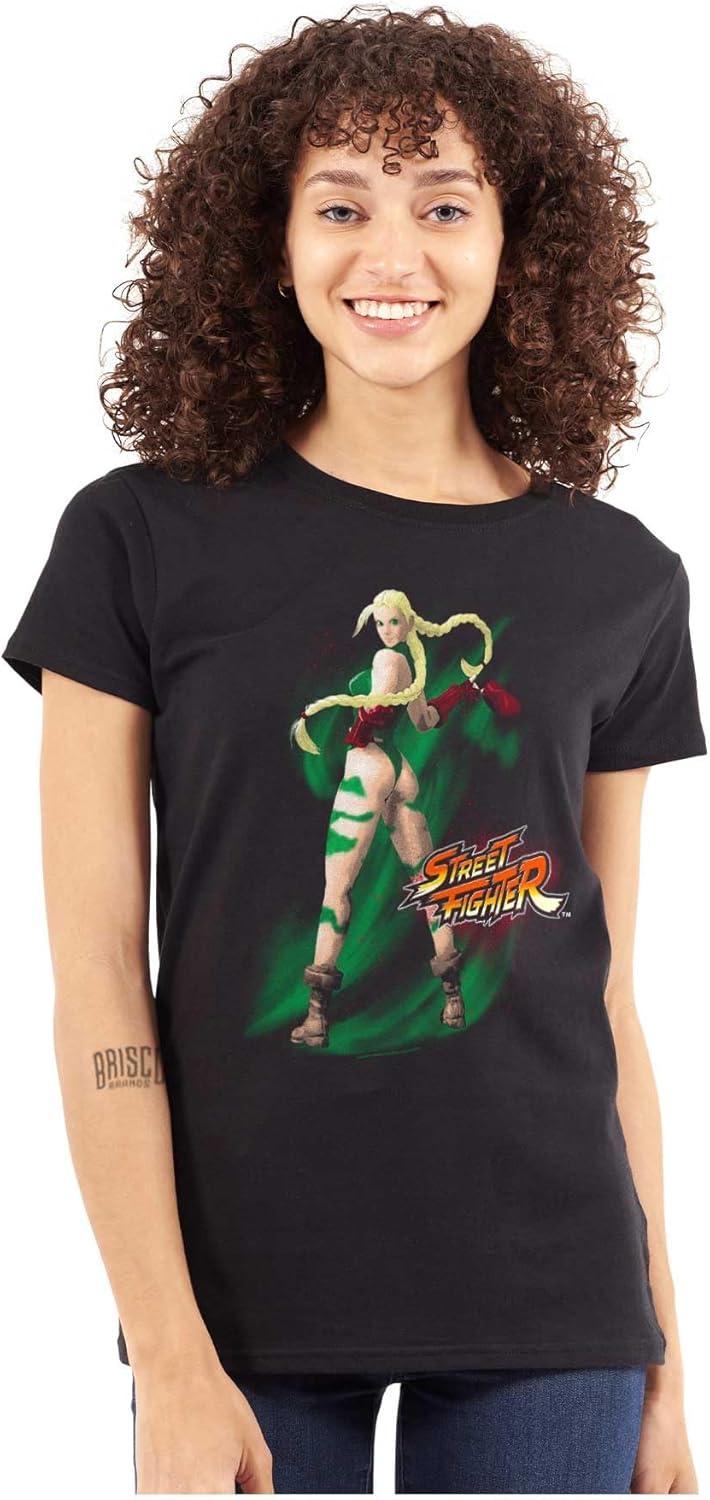 imageBrisco Brands Street Fighter Cammy 90s Video Gamer Womens Slim Fit Graphic TeeBlack
