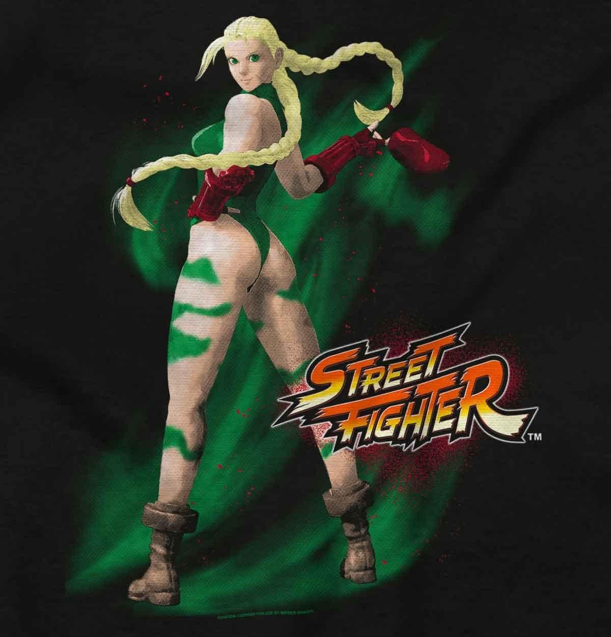 imageBrisco Brands Street Fighter Cammy 90s Video Gamer Womens Slim Fit Graphic TeeBlack