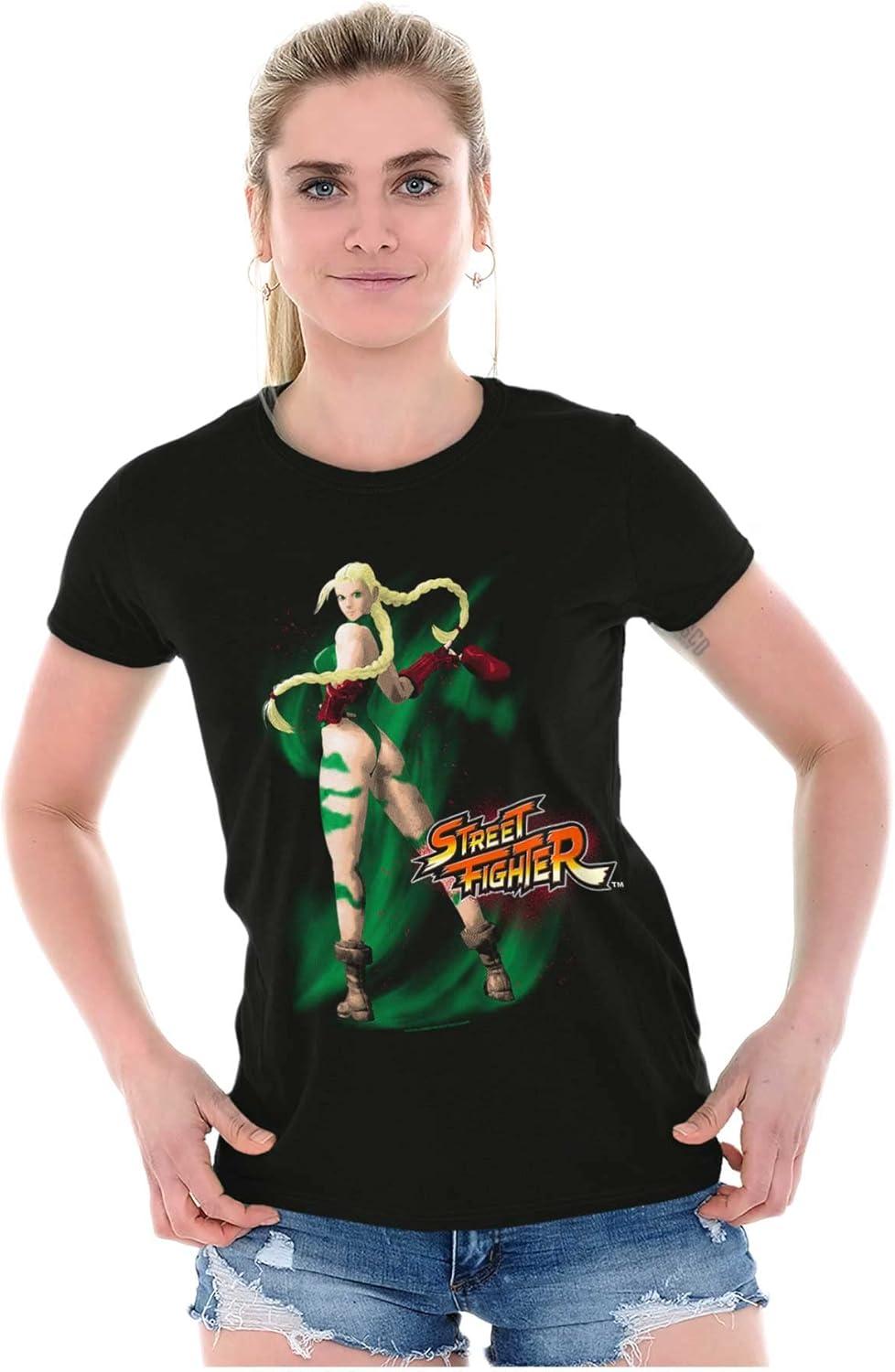 imageBrisco Brands Street Fighter Cammy 90s Video Gamer Womens Slim Fit Graphic TeeBlack