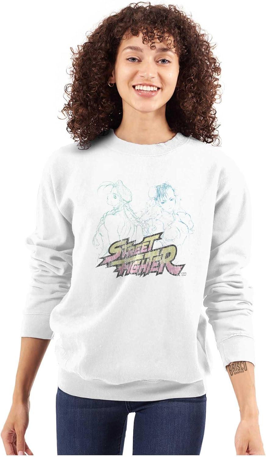 imageBrisco Brands Street Fighter Cammy ChunLi Gamer Sweatshirt for Men or WomenWhite