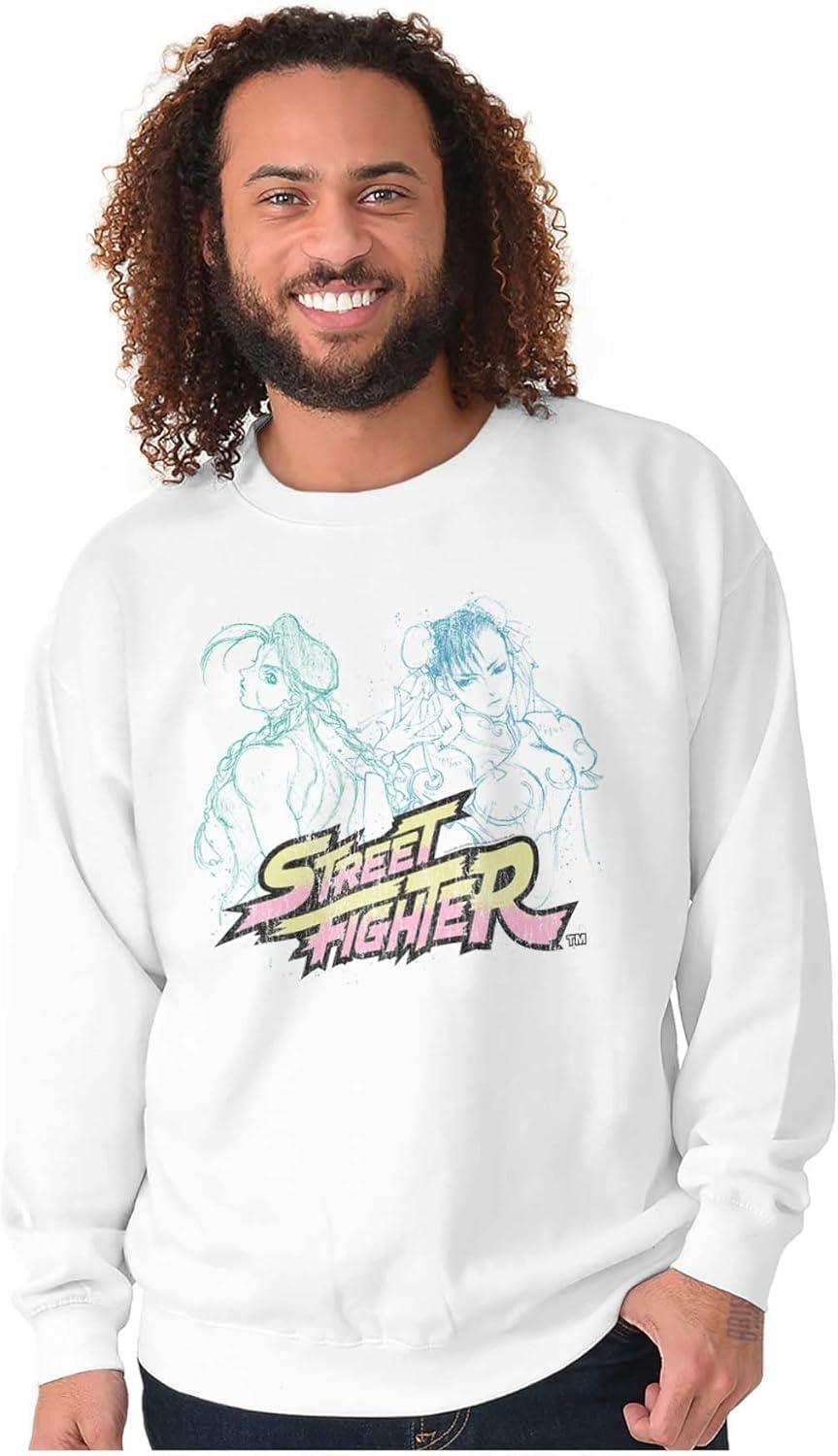 imageBrisco Brands Street Fighter Cammy ChunLi Gamer Sweatshirt for Men or WomenWhite