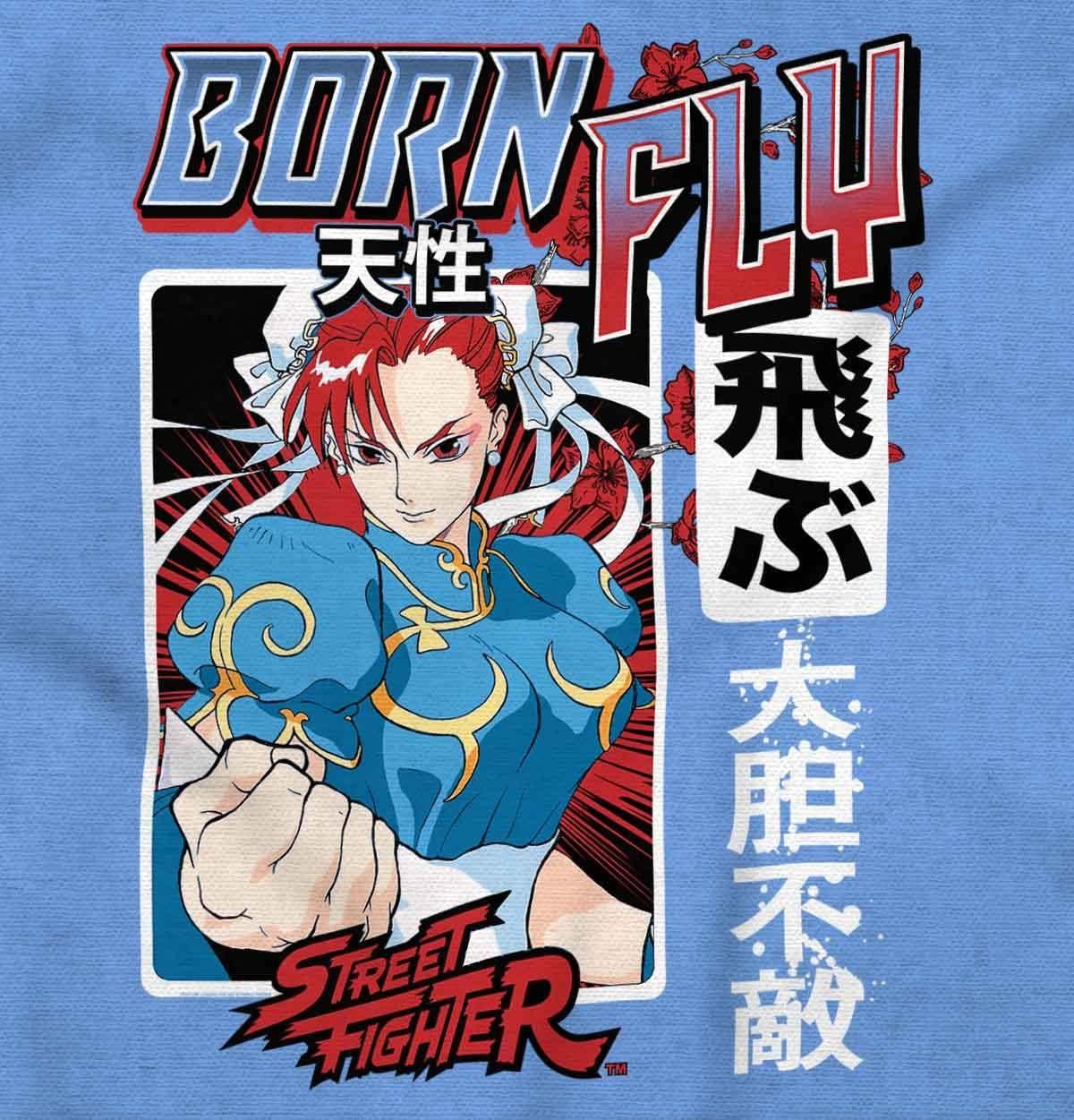 imageBrisco Brands Street Fighter Chun Li Born Fly Hoodie Sweatshirt Women MenCarolina Blue