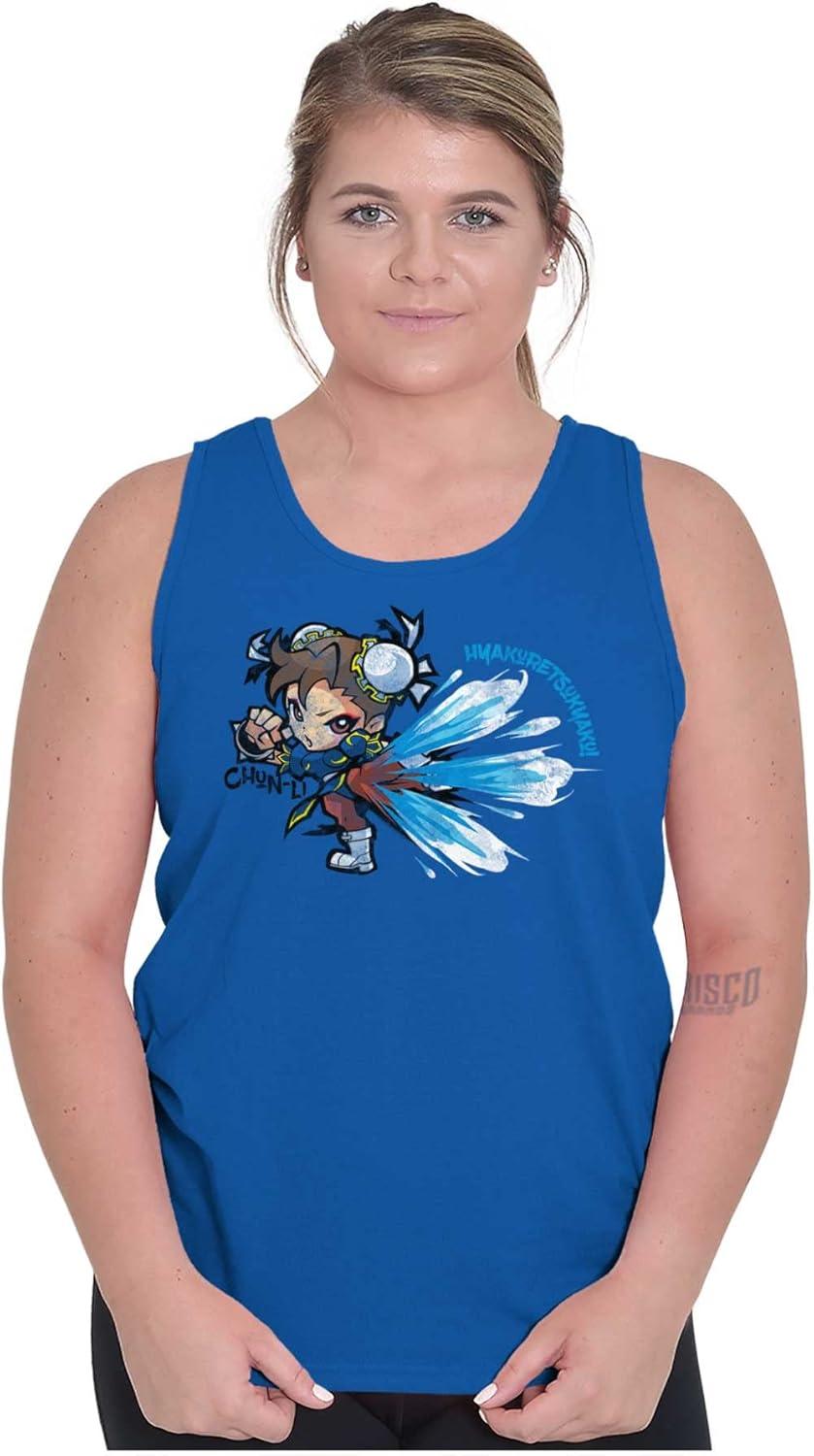 imageBrisco Brands Street Fighter ChunLi Lightning Kick Tank Top T Shirts Men WomenRoyal