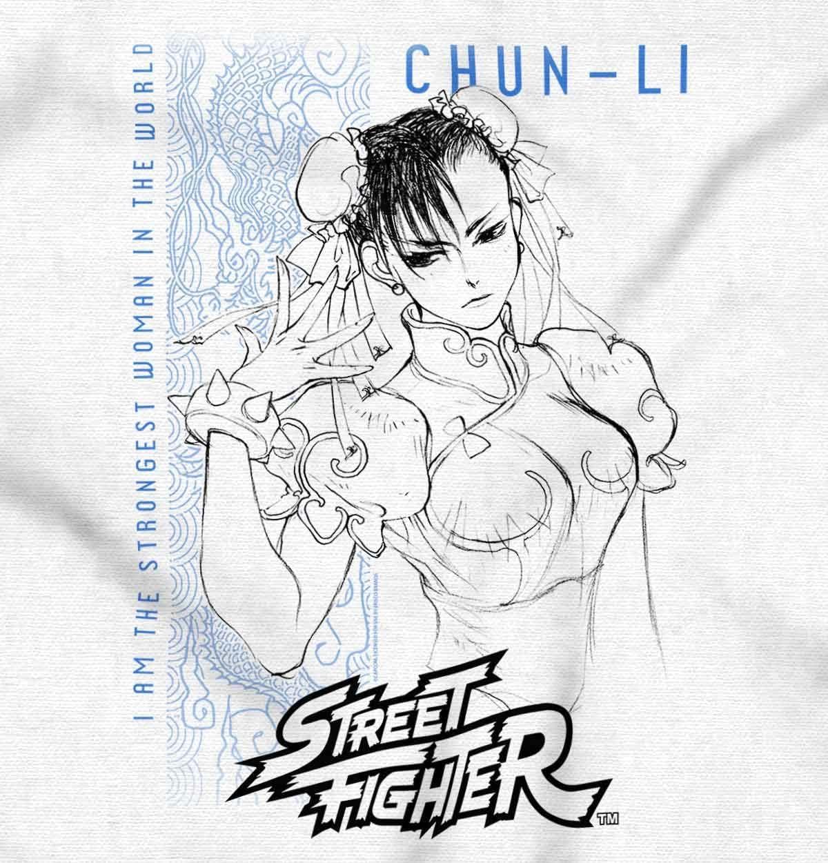 imageBrisco Brands Street Fighter ChunLi Strongest Crewneck T Shirts Boy GirlWhite
