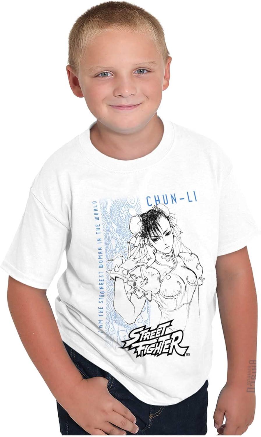 imageBrisco Brands Street Fighter ChunLi Strongest Crewneck T Shirts Boy GirlWhite