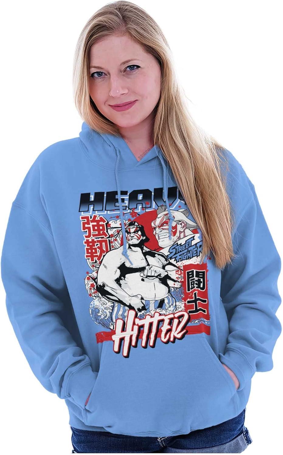 imageBrisco Brands Street Fighter E Honda Heavy Hitter Hoodie Sweatshirt Women MenCarolina Blue