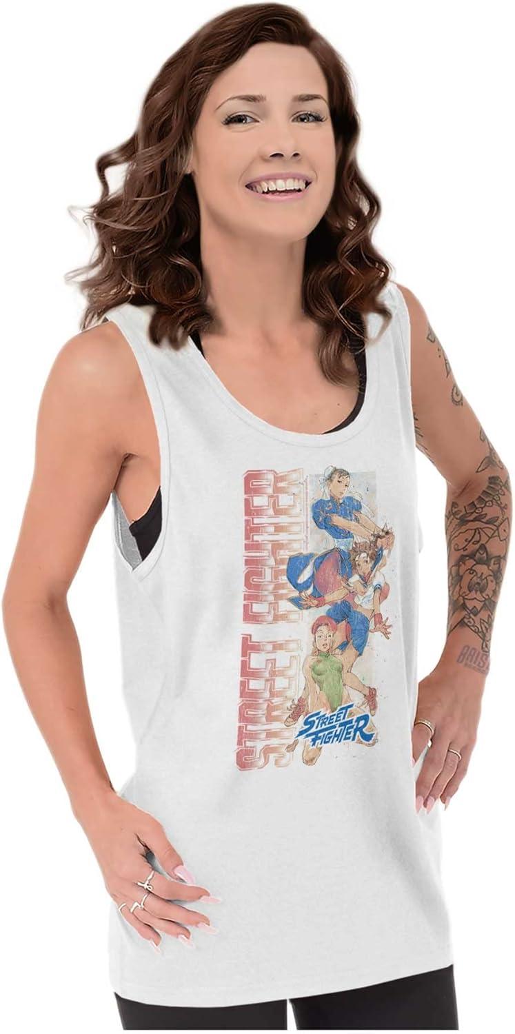 imageBrisco Brands Street Fighter Female Video Gamers Tank Top T Shirts Men WomenWhite