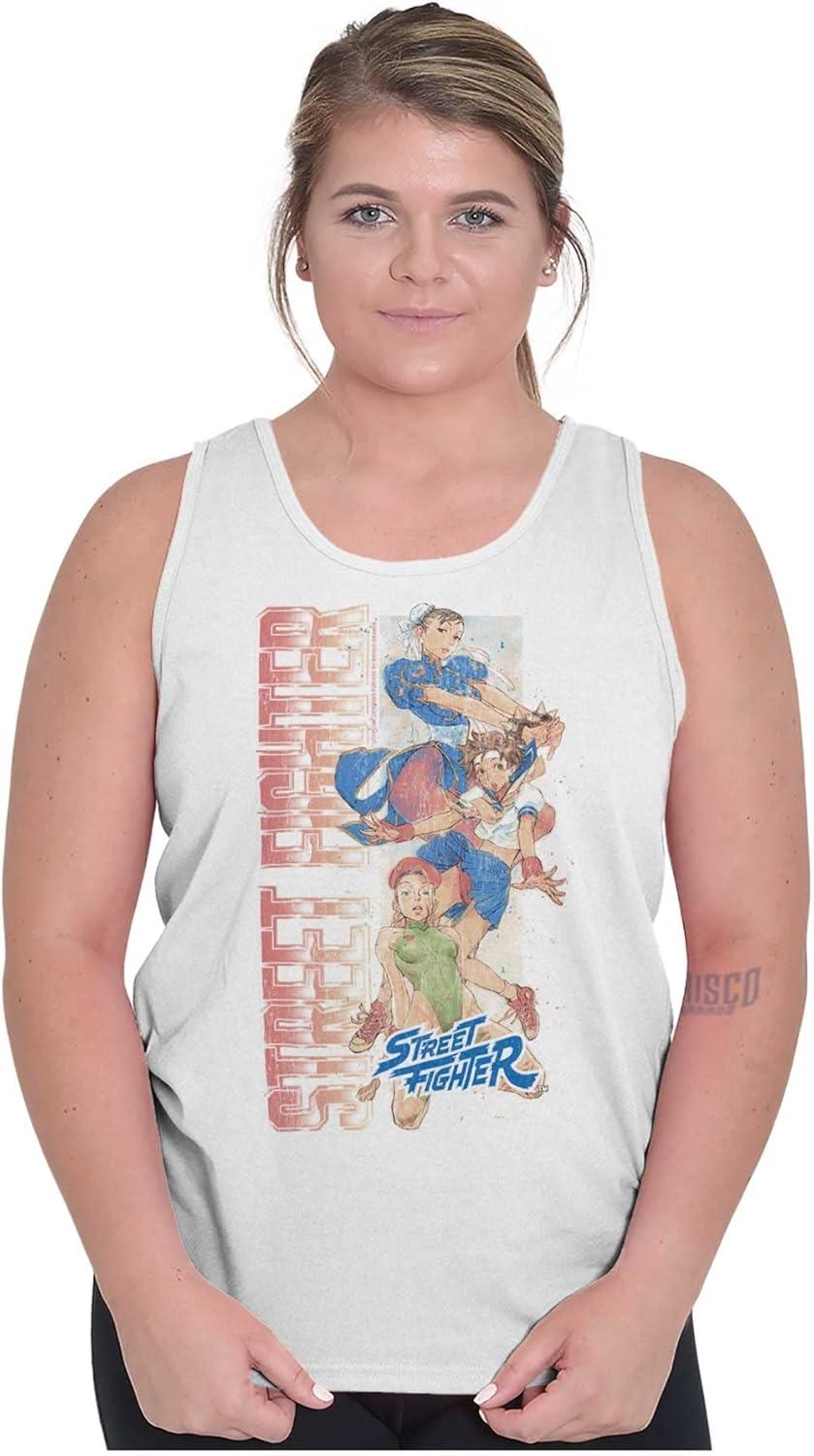 imageBrisco Brands Street Fighter Female Video Gamers Tank Top T Shirts Men WomenWhite