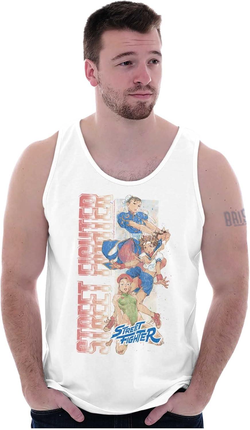 imageBrisco Brands Street Fighter Female Video Gamers Tank Top T Shirts Men WomenWhite
