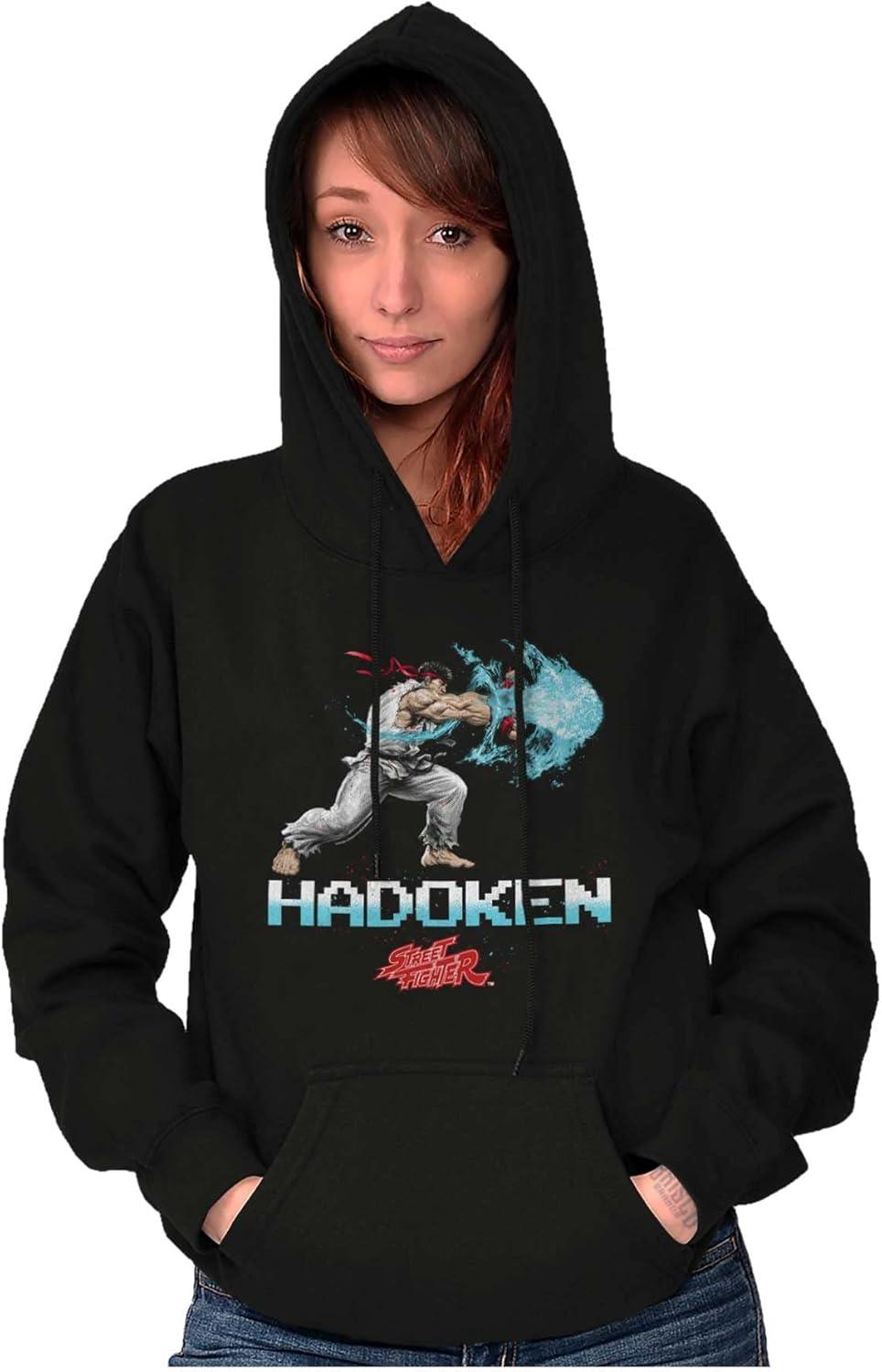 imageBrisco Brands Street Fighter Hadoken Gamer Hoodie Sweatshirt Women MenBlack