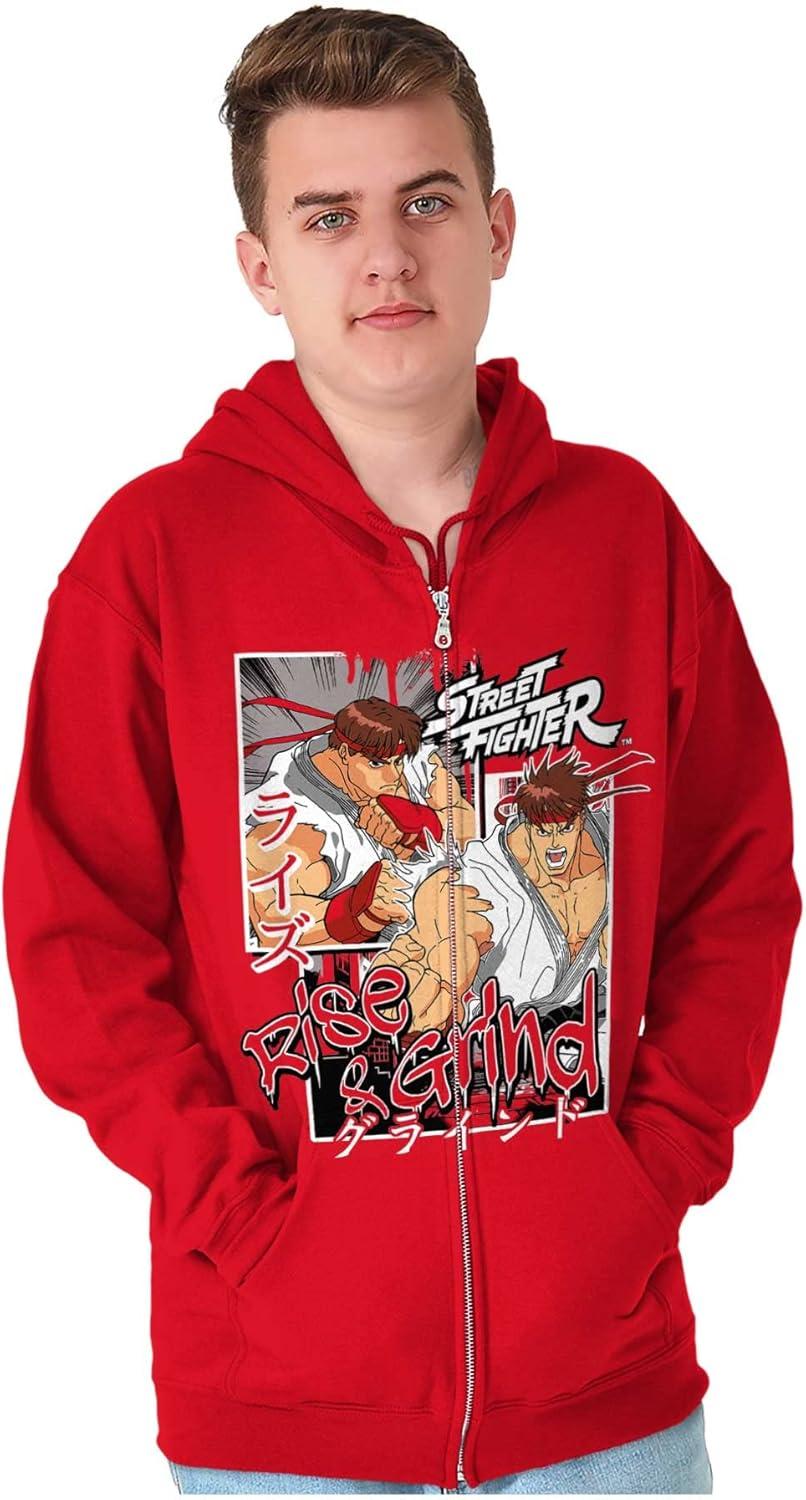 imageBrisco Brands Street Fighter Rise and Grind Ryu Zip Hoodie Sweatshirt MenRed