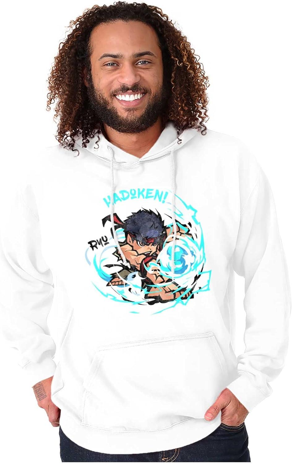 imageBrisco Brands Street Fighter Ryu Hadoken 90s Gamer Hoodie Sweatshirt Women MenWhite