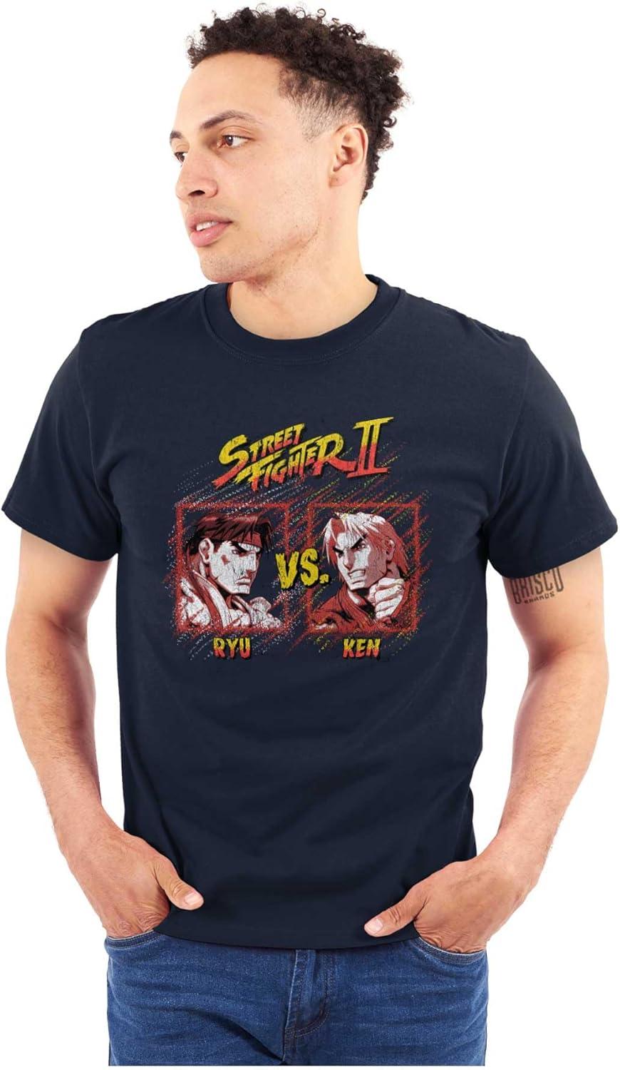imageBrisco Brands Street Fighter Ryu Ken 90s Gamer Graphic T Shirt Men or WomenNavy