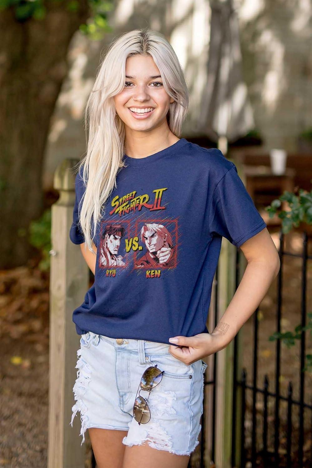 imageBrisco Brands Street Fighter Ryu Ken 90s Gamer Graphic T Shirt Men or WomenNavy