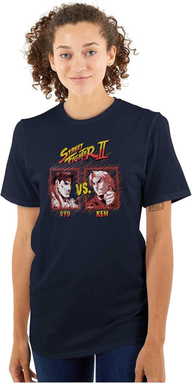 imageBrisco Brands Street Fighter Ryu Ken 90s Gamer Graphic T Shirt Men or WomenNavy