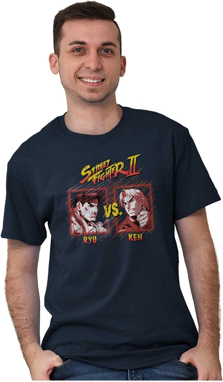 imageBrisco Brands Street Fighter Ryu Ken 90s Gamer Graphic T Shirt Men or WomenNavy
